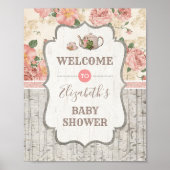  Tea Party Floral Baby shower Welkom Poster (Voorkant)