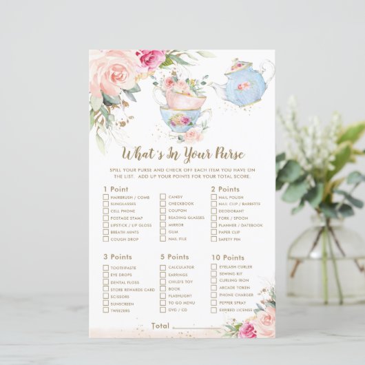 Tea Party Floral Shower Wat zit er in je paardensp (Staand voorkant)