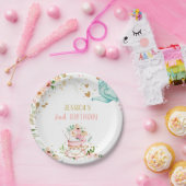 Tea Party Floral Tea Birthday Par-tea Floral Pink Papieren Bordje (Feest)