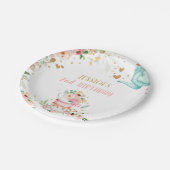 Tea Party Floral Tea Birthday Par-tea Floral Pink Papieren Bordje (Gekanteld)