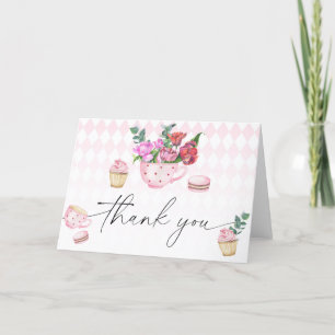 Tea Party Flowers baby shower bedankje Bedankkaart