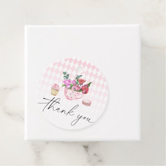 Tea Party Flowers baby shower bedankt Bedankjes Labels (In situ)