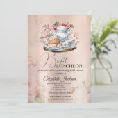 Tea Party Flowers  bruids lunch Kaart (Staand voorkant)