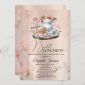 Tea Party Flowers  bruids lunch Kaart (Voorkant / Achterkant)