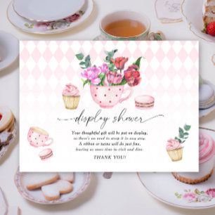 Tea Party Flowers meisje baby shower display douch Informatiekaartje