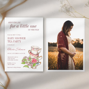 Tea Party Genderneutraal Baby shower Foto Kaart