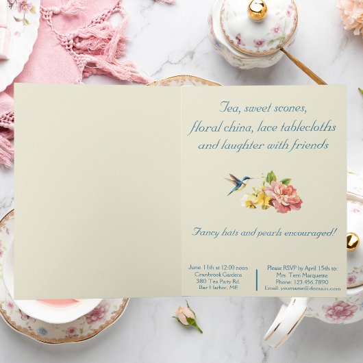 Tea Party Gevouwen Uitnodiging