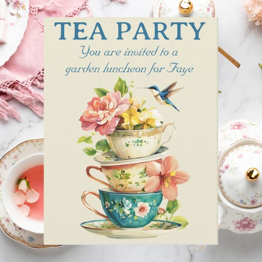 Tea Party Gevouwen Uitnodiging