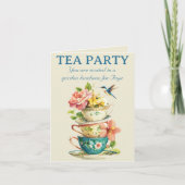 Tea Party Gevouwen Uitnodiging (Voorkant)