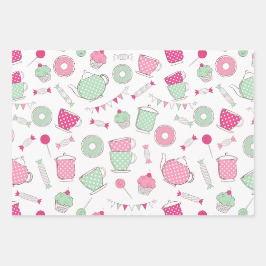 Tea Party Gift Wrapping Paper Set (Voorkant)