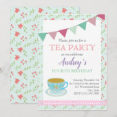 Tea Party Girls Birthday Shabby Chic Aftermiddag T Kaart (Voorkant / Achterkant)