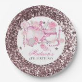 Tea Party Glitter Personalized Elegant Papieren Bordje (Voorkant)