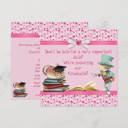 Tea Party graduation Party van Mad Hatter Kaart (Voorkant / Achterkant)