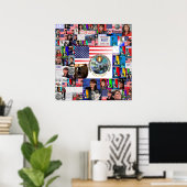 TEA party Grizzly Beer Flag Sarah Palin collage Poster (Thuiskantoor)