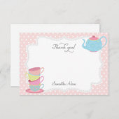 Tea Party - Hartelijk dank (roze) Bedankkaart (Voorkant / Achterkant)