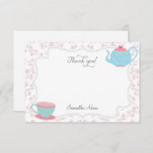 Tea Party - Hartelijk dank (roze) Notitiekaartje (Voorkant / Achterkant)