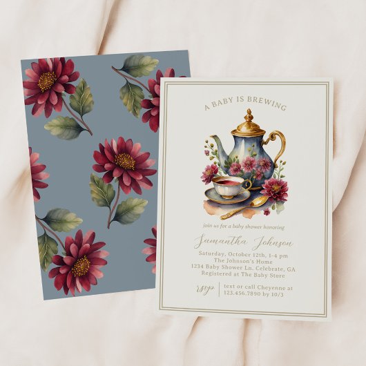  Tea Party Herfst Baby shower Uitnodiging
