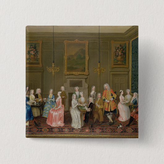 Tea Party in Lord Harrington's House, St. James's Vierkante Button 5,1 Cm (Voorkant)