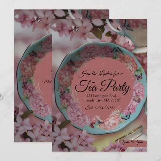 Tea Party Invitation Kaart (Voorkant / Achterkant)