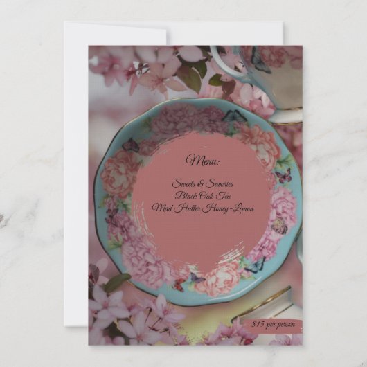 Tea Party Invitation Kaart (Achterkant)
