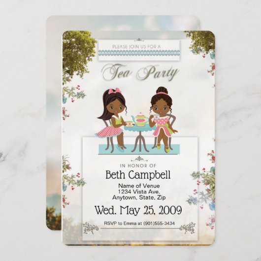 Tea Party Invitation Kaart (Voorkant / Achterkant)