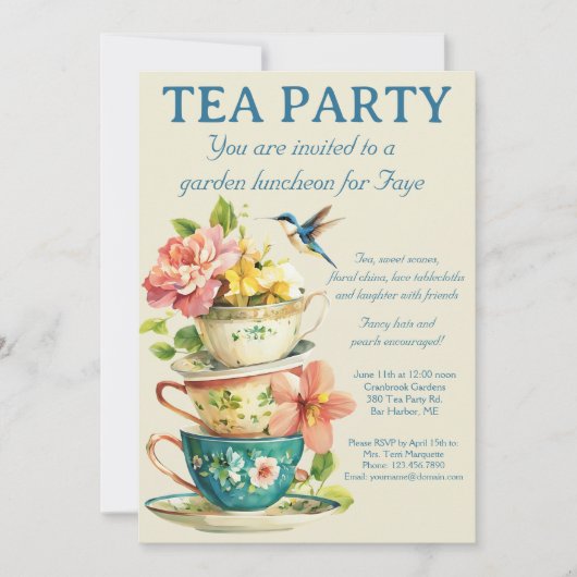 Tea Party Invitation Kaart (Voorkant)