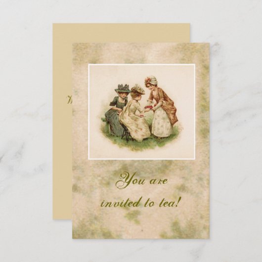 Tea Party Invitation Kaart (Voorkant / Achterkant)