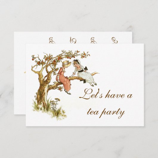 Tea Party Invitation Kaart (Voorkant / Achterkant)