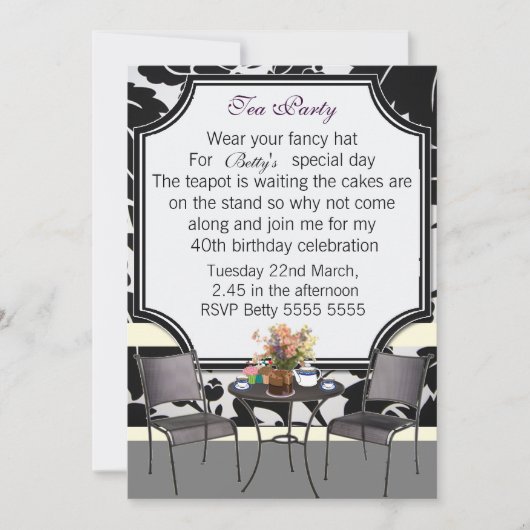 Tea Party Invitation Kaart (Voorkant)