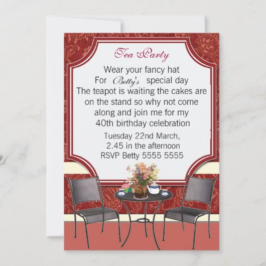 Tea Party Invitation Kaart (Voorkant)