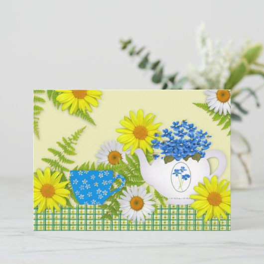 Tea Party Invitation Kaart (Staand voorkant)