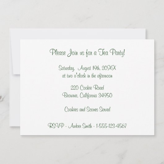 Tea Party Invitation Kaart (Achterkant)