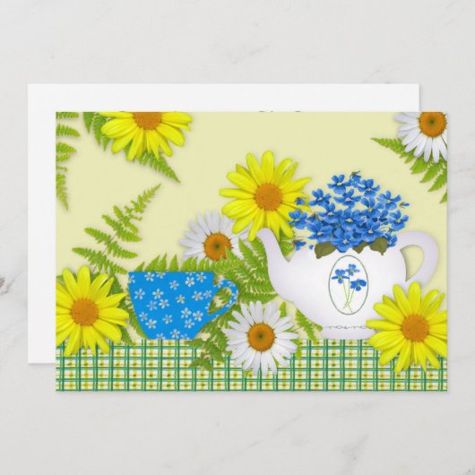 Tea Party Invitation Kaart (Voorkant / Achterkant)