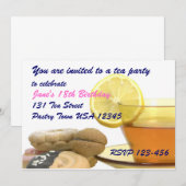 Tea Party Invitation Sjabloon Kaart (Voorkant / Achterkant)