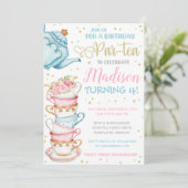 Tea Party Invitation Tea Party Birthday Invite Kaart (Staand voorkant)