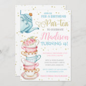 Tea Party Invitation Tea Party Birthday Invite Kaart (Voorkant / Achterkant)