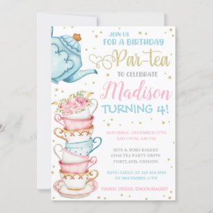 Tea Party Invitation Tea Party Birthday Invite Kaart