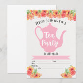 Tea Party Invitations for Girls Kaart (Voorkant / Achterkant)