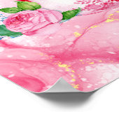 Tea party jarig cup bloemen welkom teken poster (Hoek)