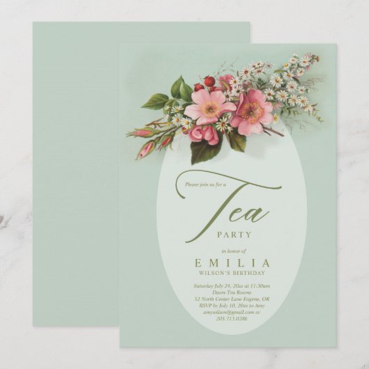 Tea Party Kaart (Voorkant / Achterkant)