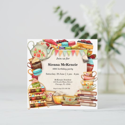 Tea party kaart (Staand voorkant)