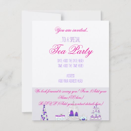 Tea Party Kaart (Achterkant)