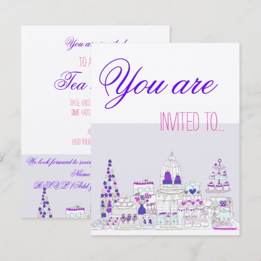 Tea Party Kaart (Voorkant / Achterkant)