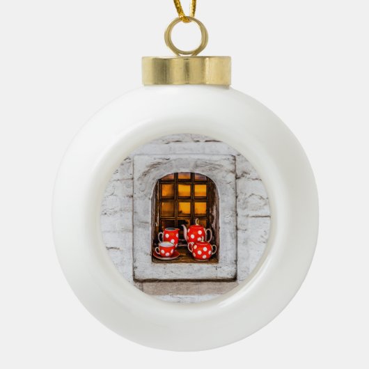 Tea Party Keramische Bal Ornament (Voorkant)