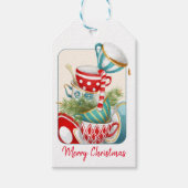 Tea Party kerst Cadeaulabel (Voorkant)
