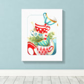 Tea Party kerst Canvas Afdruk (Insitu (Houten vloer))