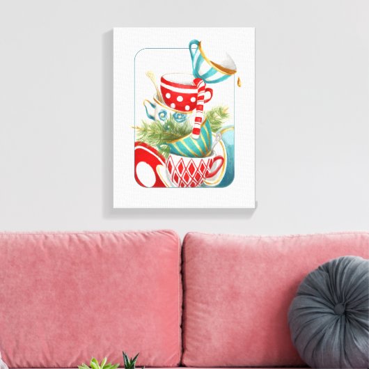 Tea Party kerst Canvas Afdruk (Insitu (Woonkamer))
