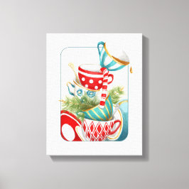 Tea Party kerst Canvas Afdruk