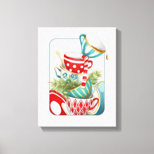 Tea Party kerst Canvas Afdruk (Voorkant)