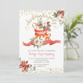 Tea Party Kerstfeest Verjaardag Meisje Par-tea Kaart (Staand voorkant)